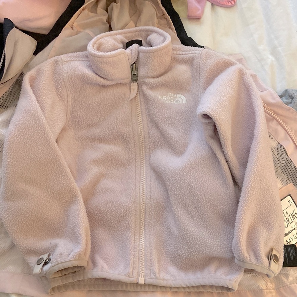 North Face pink and black 2 layered winter coat toddler size 3T. Fits 4T